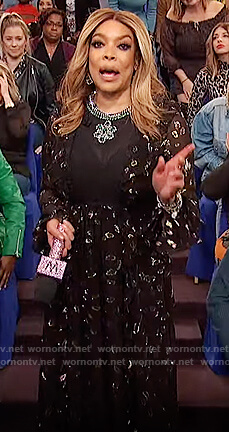 Wendy’s black floral embellished dress on The Wendy Williams Show
