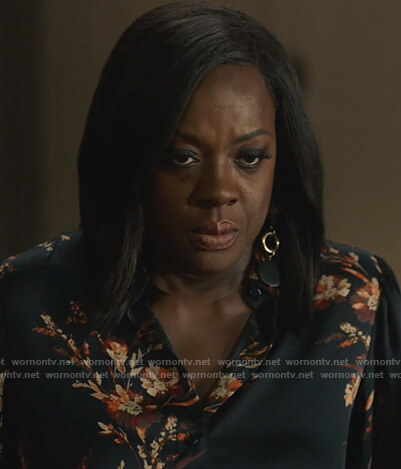 Annalise's black floral blouse on How to Get Away with Murder