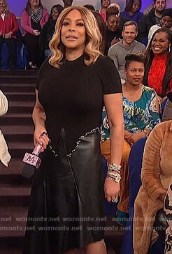 Wendy's black asymmetric skirt on The Wendy Williams Show