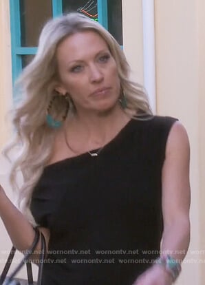 Braunwyn’s black off shoulder jumpsuit on The Real Housewives of Orange County
