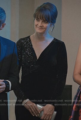 Jane Stulbarg’s black sequin twisted gown on Madam Secretary