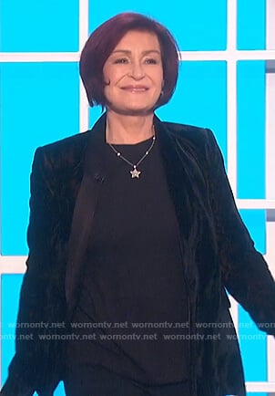 Sharon’s black velvet blazer on The Talk