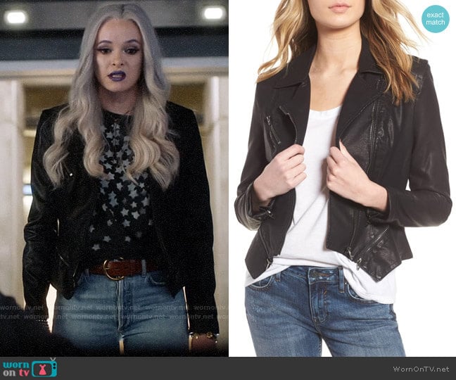 Blank NYC Faux Leather Moto Jacket worn by Caitlin Snow (Danielle Panabaker) on The Flash