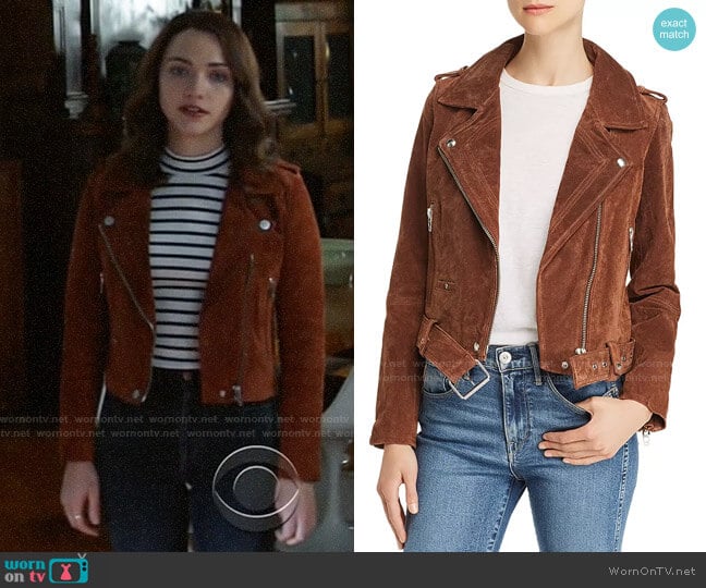 Blank NYC  Suede Moto Jacket worn by Cara Bloom (Violett Beane) on God Friended Me