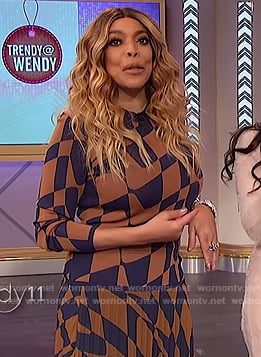 Wendy’s brown print sweater and skirt on The Wendy Williams Show