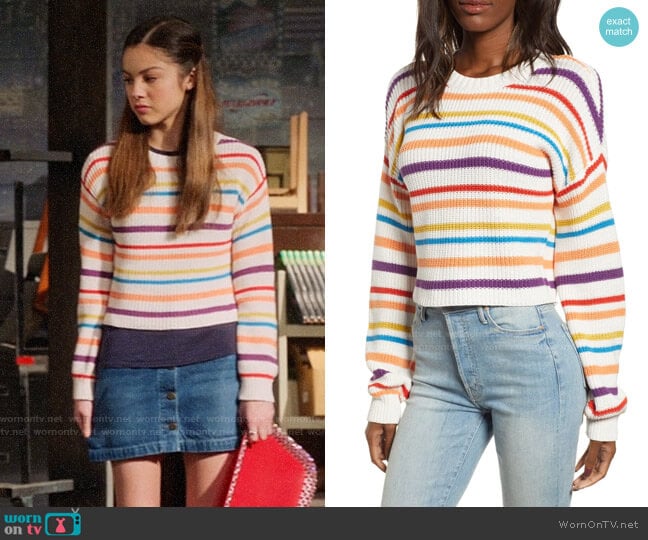 BP Multistripe Cotton Sweater worn by Nini (Olivia Rodrigo) on High School Musical The Musical The Series