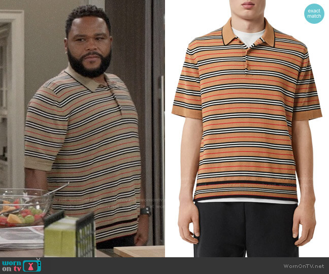 Burberry Beaford Merino Stripe Polo worn by Andre Johnson (Anthony Anderson) on Blackish