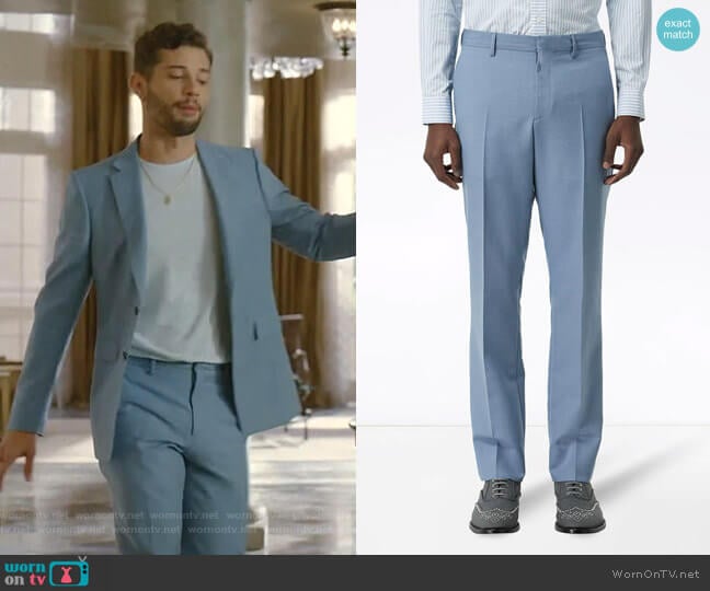 Classic Fit Wool Tailored Trousers by Burberry worn by Sam Flores (Rafael de la Fuente) on Dynasty