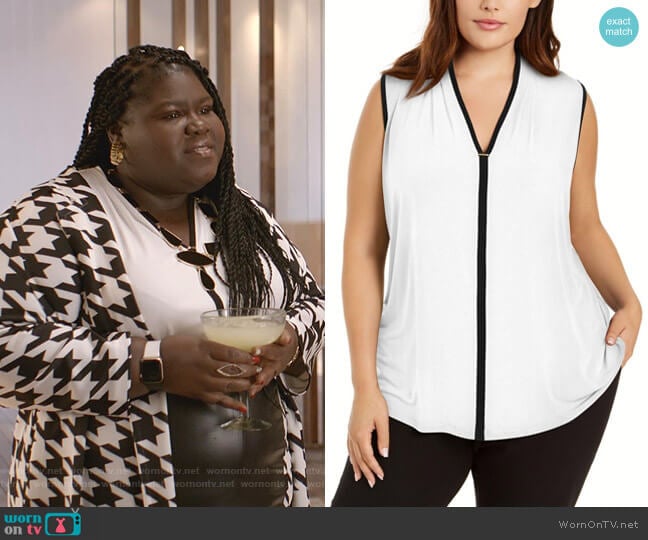 Plus Size Sleeveless Contrast-Trim Top by Calvin Klein worn by Becky (Gabourey Sidibe) on Empire