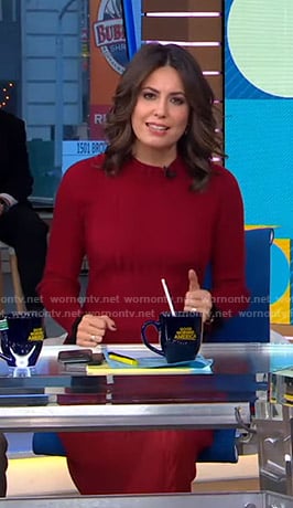 Cecilia’s red ribbed knit dress on Good Morning America