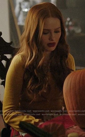 Cheryl's yellow embellished sweater on Riverdale