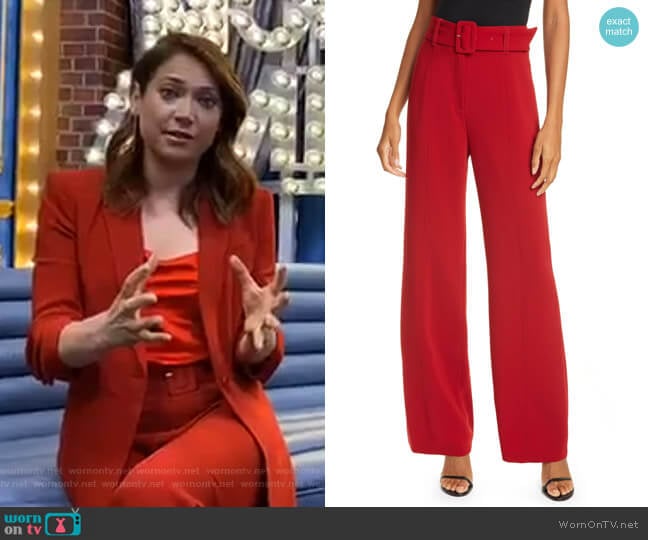 Eliza High Waist Belted Crepe Pants by Cinq a Sept worn by Ginger Zee on Good Morning America