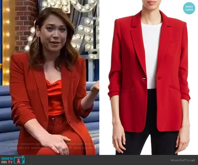 Khloe Crepe Ruched Blazer by Cinq a Sept worn by Ginger Zee on Good Morning America