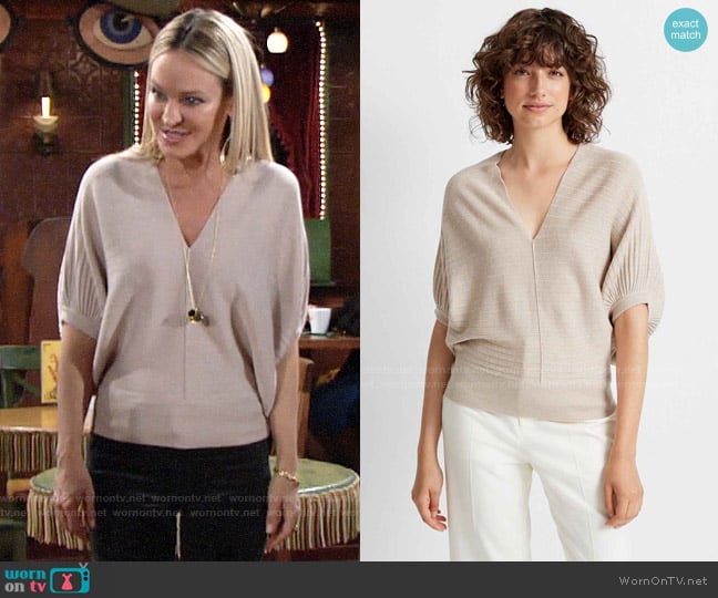 Club Monaco Dolman Sleeve V-neck Sweater worn by Sharon Newman (Sharon Case) on The Young and the Restless