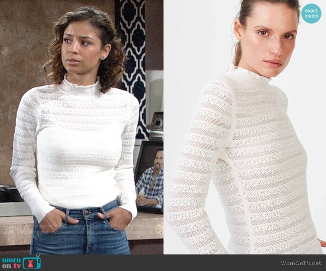 Club Monaco Kavie Sweater worn by Elena Dawson (Brytni Sarpy) on The Young and the Restless