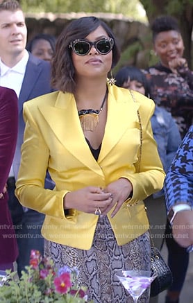 Cookie's yellow blazer and snake print skirt on Empire