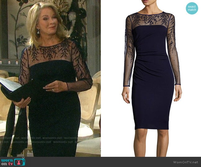 David Meister Long-Sleeve Jersey Illusion Cocktail Dress worn by Marlena Evans (Deidre Hall) on Days of our Lives