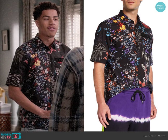 Diesel Graphic Floral Short-Sleeve Sport Shirt worn by Andre Johnson Jr (Marcus Scribner) on Black-ish