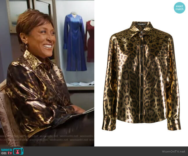Metallic Leopard Print Shirt by Dolce  & Gabbana worn by Robin Roberts  on Good Morning America