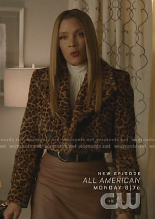 Dominique's leopard print cropped jacket on Dynasty