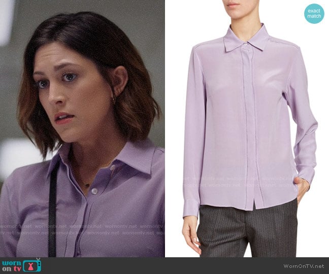 Dries van Noten Silk Button-Front Blouse worn by Sydney Strait (Caitlin McGee) on Bluff City Law