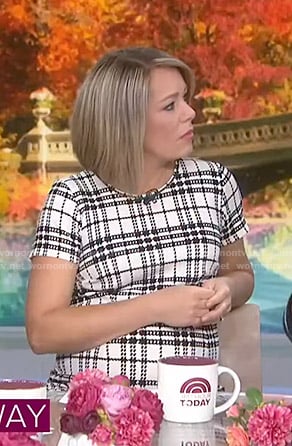 Dylan’s white plaid maternity dress on Today