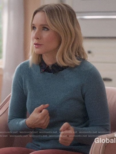 Eleanor's blue sweater on The Good Place