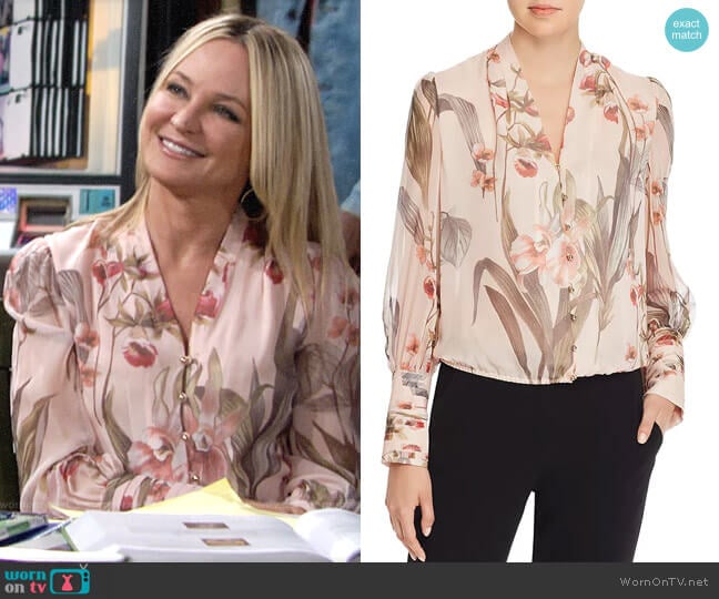 Elie Tahari Laya Blouse worn by Sharon Newman (Sharon Case) on The Young & the Restless