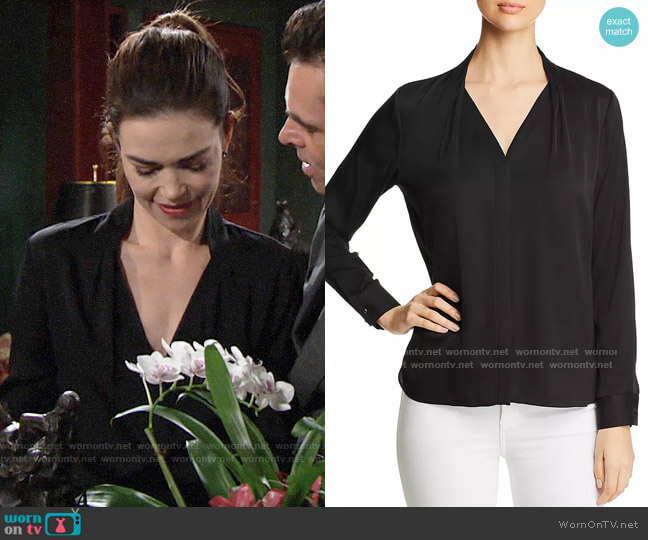 Elie Tahari Rosalina Blouse worn by Victoria Newman (Amelia Heinle) on The Young and the Restless