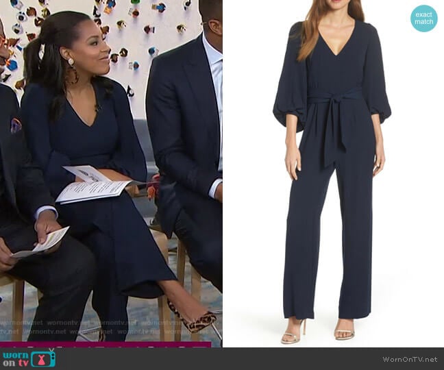 Balloon Sleeve Jumpsuit by Eliza J worn by Sheinelle Jones on Today