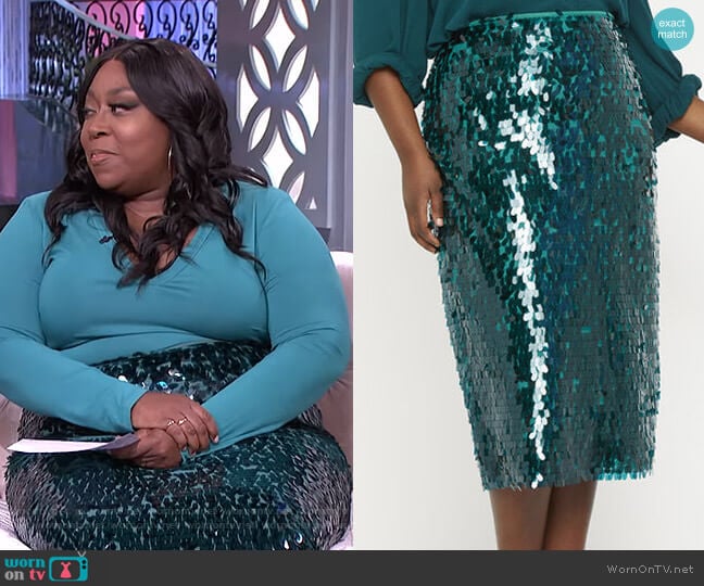 Sequin Pencil Skirt by Eloquii worn by Loni Love on The Real