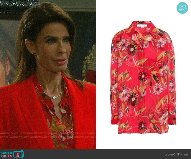 Equipment Daddy Floral Shirt worn by Hope Williams (Kristian Alfonso) on Days of our Lives