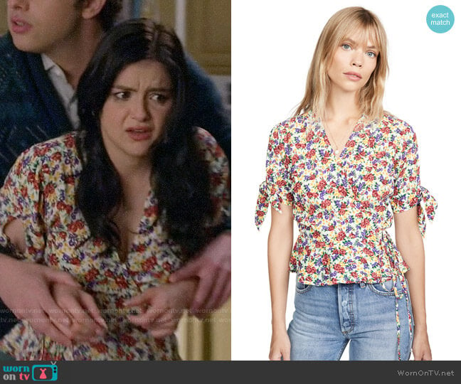 Faithfull the Brand Lucy Wrap Top in Lumina Floral Print worn by Alex Dunphy (Ariel Winter) on Modern Family