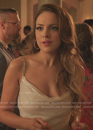 Fallon's sequin embellished dress on Dynasty