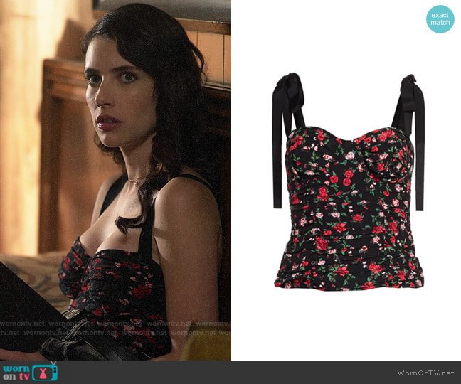 For Love & Lemons Tainted Floral Bustier Top worn by Brooke Thompson (Emma Roberts) on American Horror Story