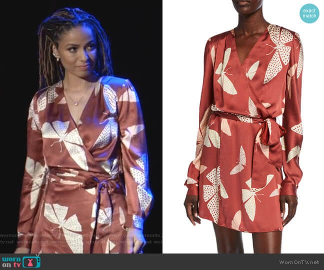 Papillons Gitans Long-Sleeve Cloque Wrap Dress by Forte Forte worn by Teri Brooks-Lyon (Meta Golding) on Empire