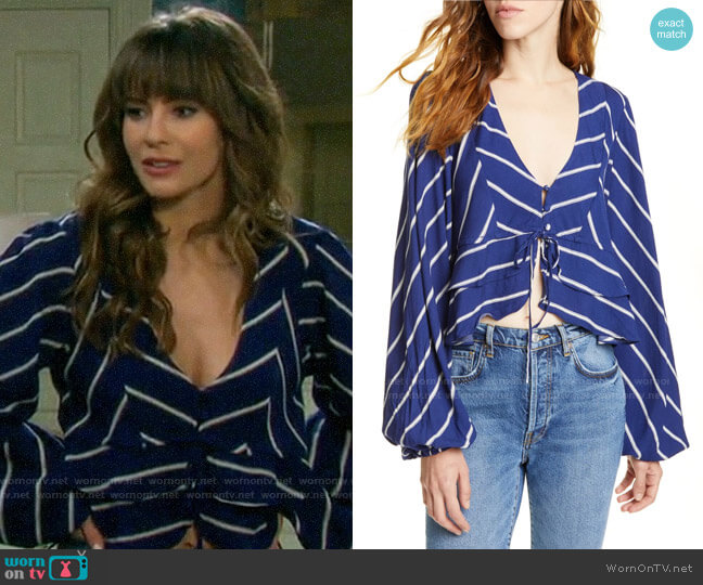 Free People Samifran Ruffle Top worn by Sarah Horton (Linsey Godfrey) on Days of our Lives