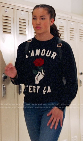 Gina's L'Amour rose sweater on High School Musical The Musical The Series