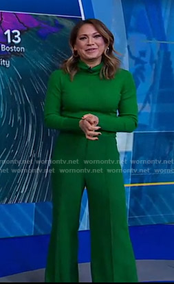 Ginger’s green turtleneck sweater and pants on Good Morning America