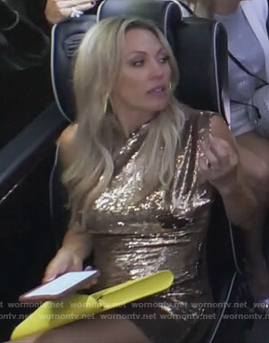 Braunwyn’s gold sequin mini dress on The Real Housewives of Orange County
