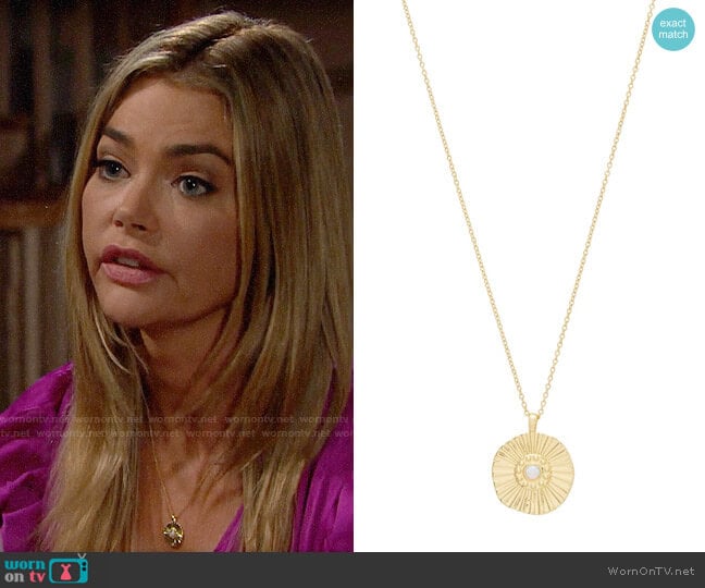 Gorjana Sunburst Coin Pendant Necklace worn by Shauna Fulton (Denise Richards) on The Bold & the Beautiful