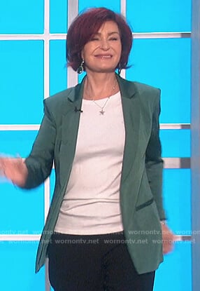 Sharon’s teal satin blazer on The Talk