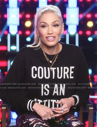 Gwen Stefani's Couture Is An Attitude sweater on The Voice