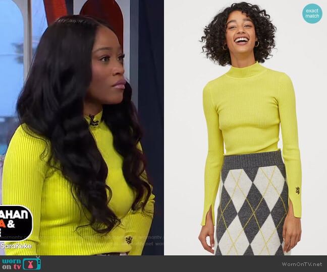 Ribbed Mock-turtleneck Sweater by H&M worn by Keke Palmer on Good Morning America