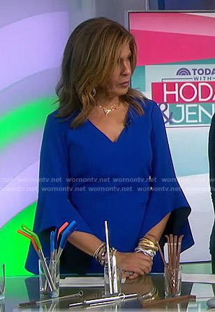 Hoda’s blue contrast bell sleeve dress on Today