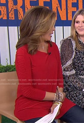 Hoda’s red ruched sleeve top on Today