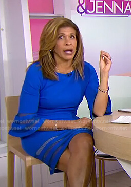 Hoda’s blue mesh inset bell sleeve dress on Today