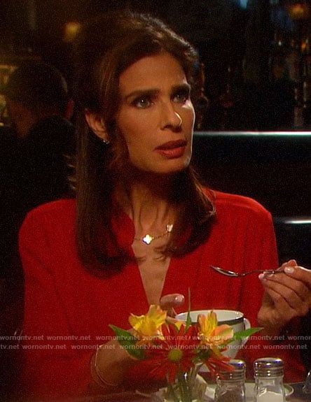 Hope’s red v-neck blouse on Days of our Lives