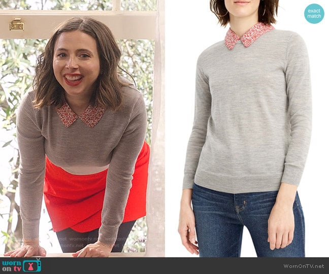 Tippi Liberty Print Collar Wool Sweater by J. Crew worn by Izzy Levine (Esther Povitsky) on Dollface