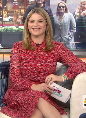 Jenna’s red printed ruffled dress on Today